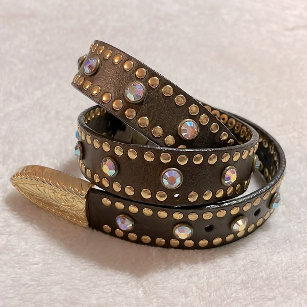 Nocona Brown Studded Leather Belt